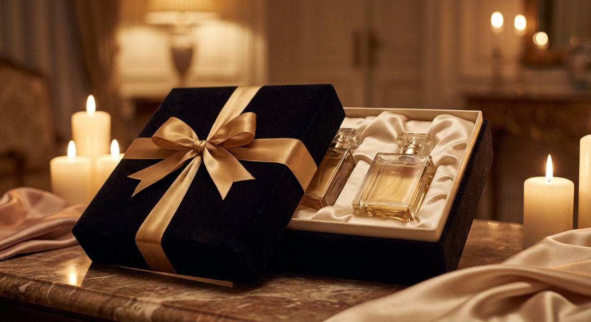 Packaging lusso Lalique con nastro dorato